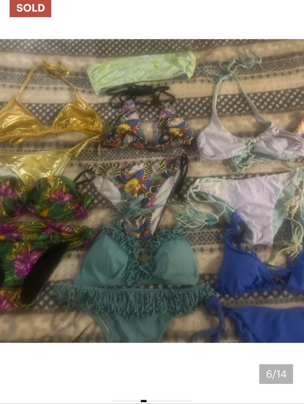 Lot bundle of 6 bikini sets Victoria's Secret Bikini set OP wildfox sz M L